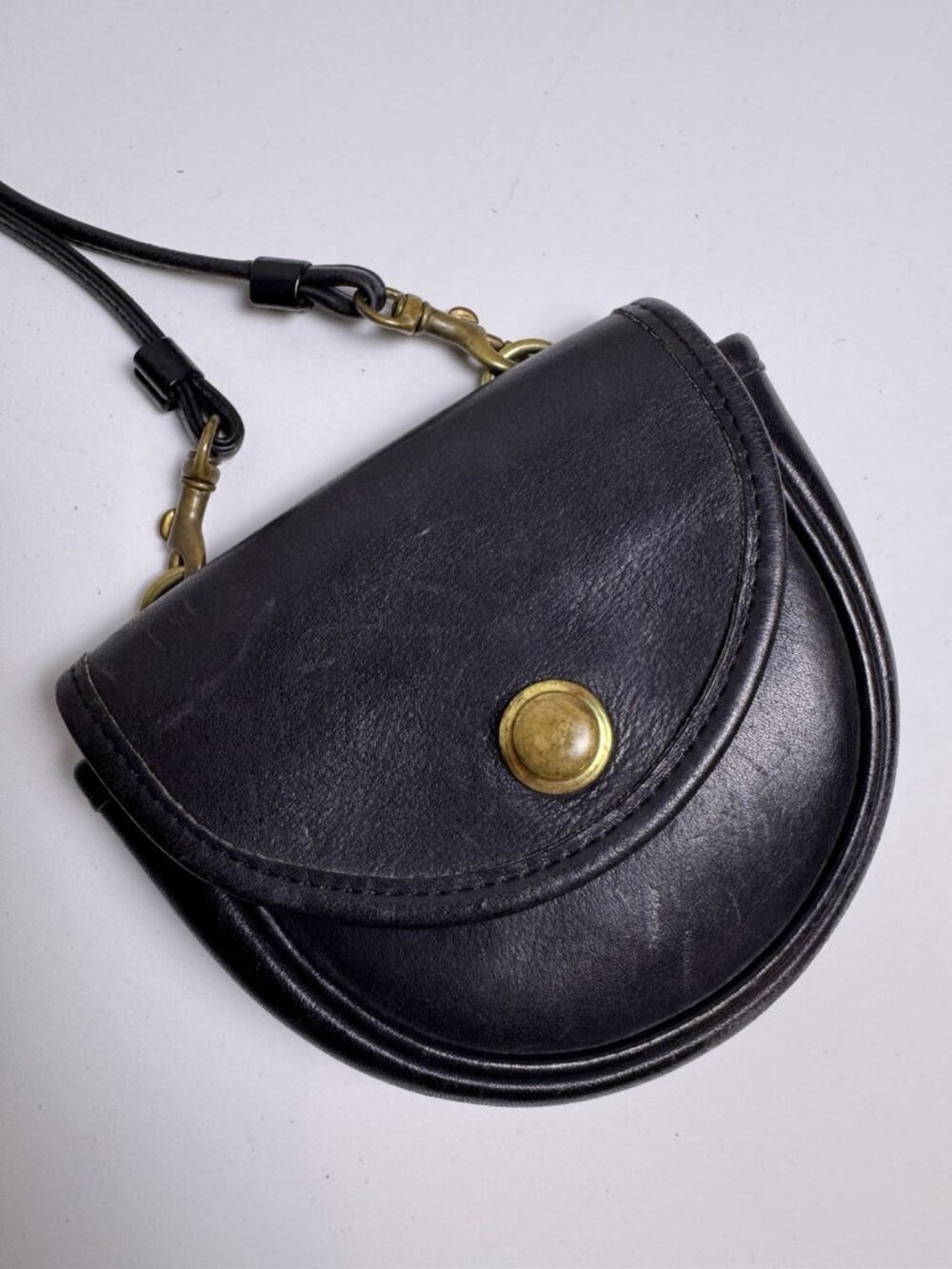 VTG COACH Mini Crossbody Black Leather Pouch Belt Bag 90s Loops